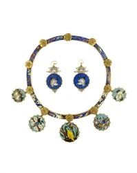 Halskette und Ohrringe (Gold und Emaille)